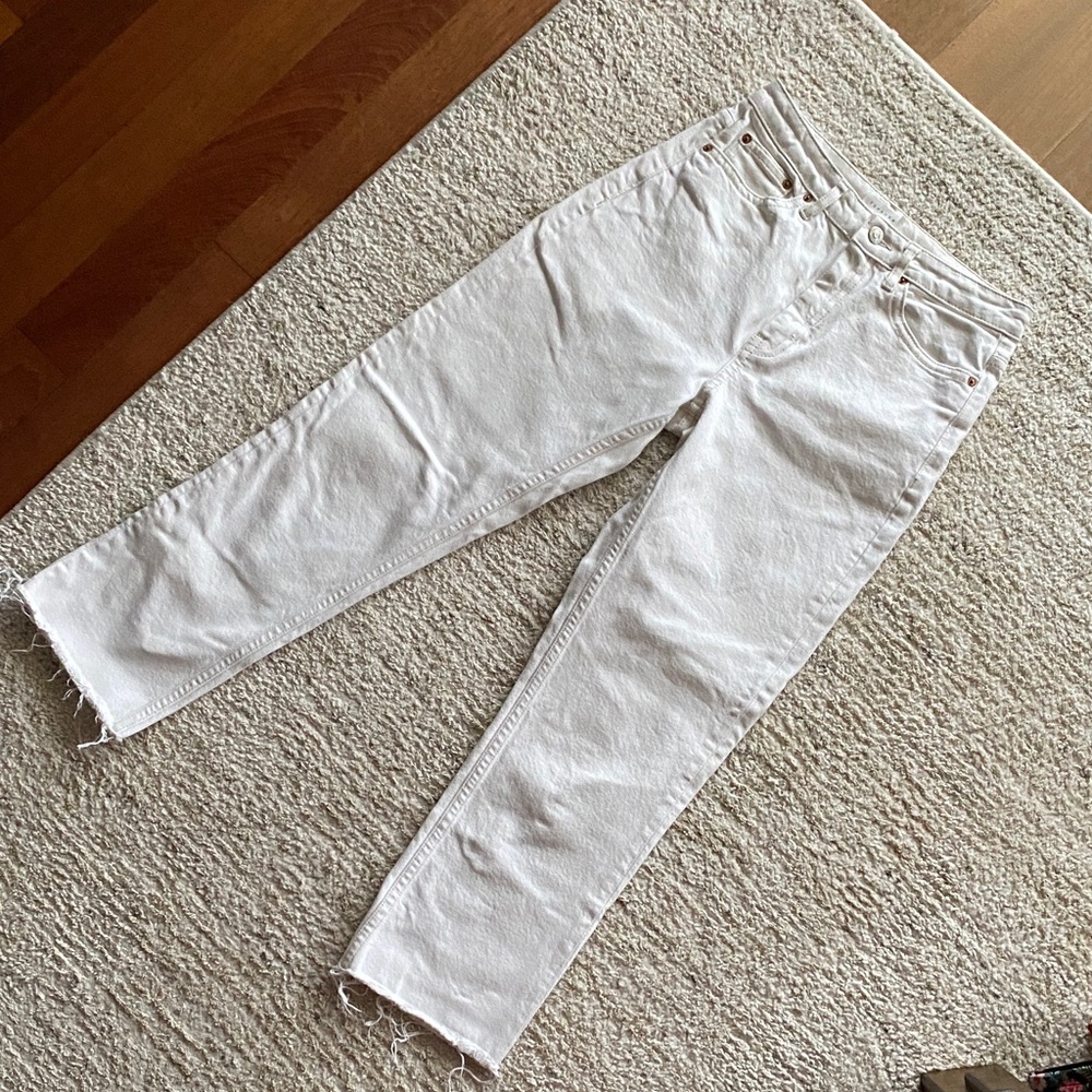 Topshop White Straight High-Rise Jeans